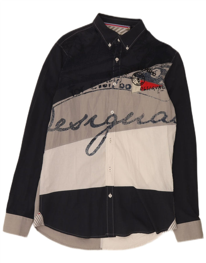 Desigual Herren-Grafikhemd, groß, mehrfarbig, Colourblock-Baumwolle