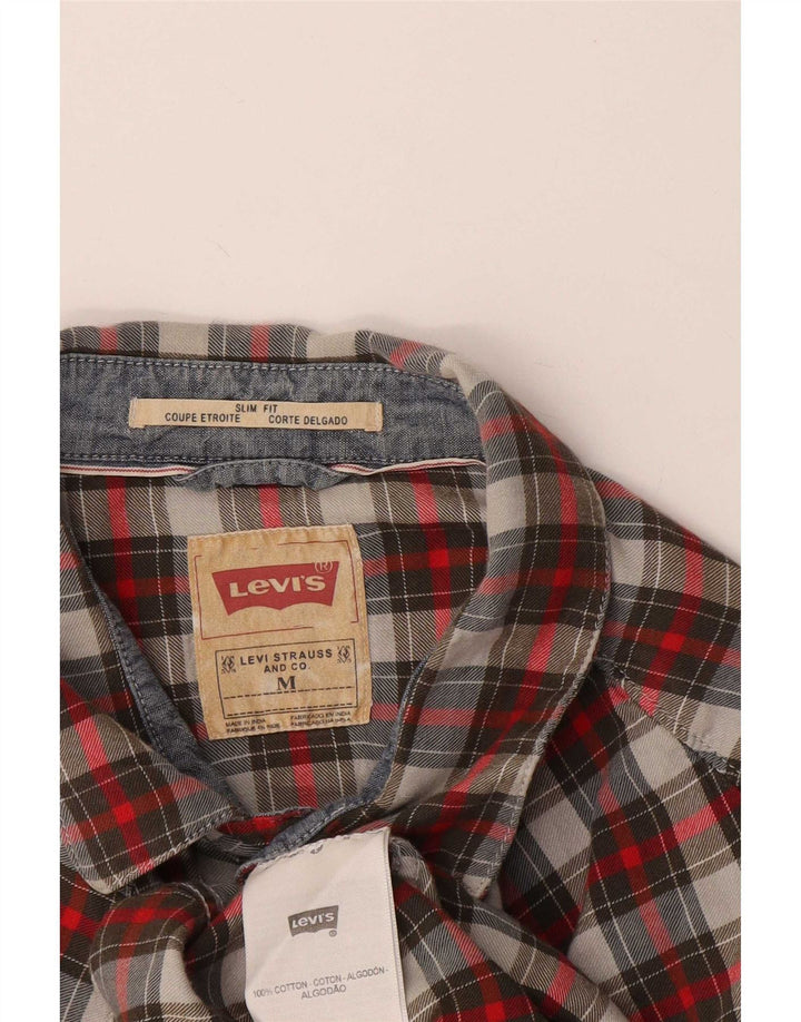 Levi's Herren-Flanellhemd mit schmaler Passform, mittelrot, kariert, Baumwolle