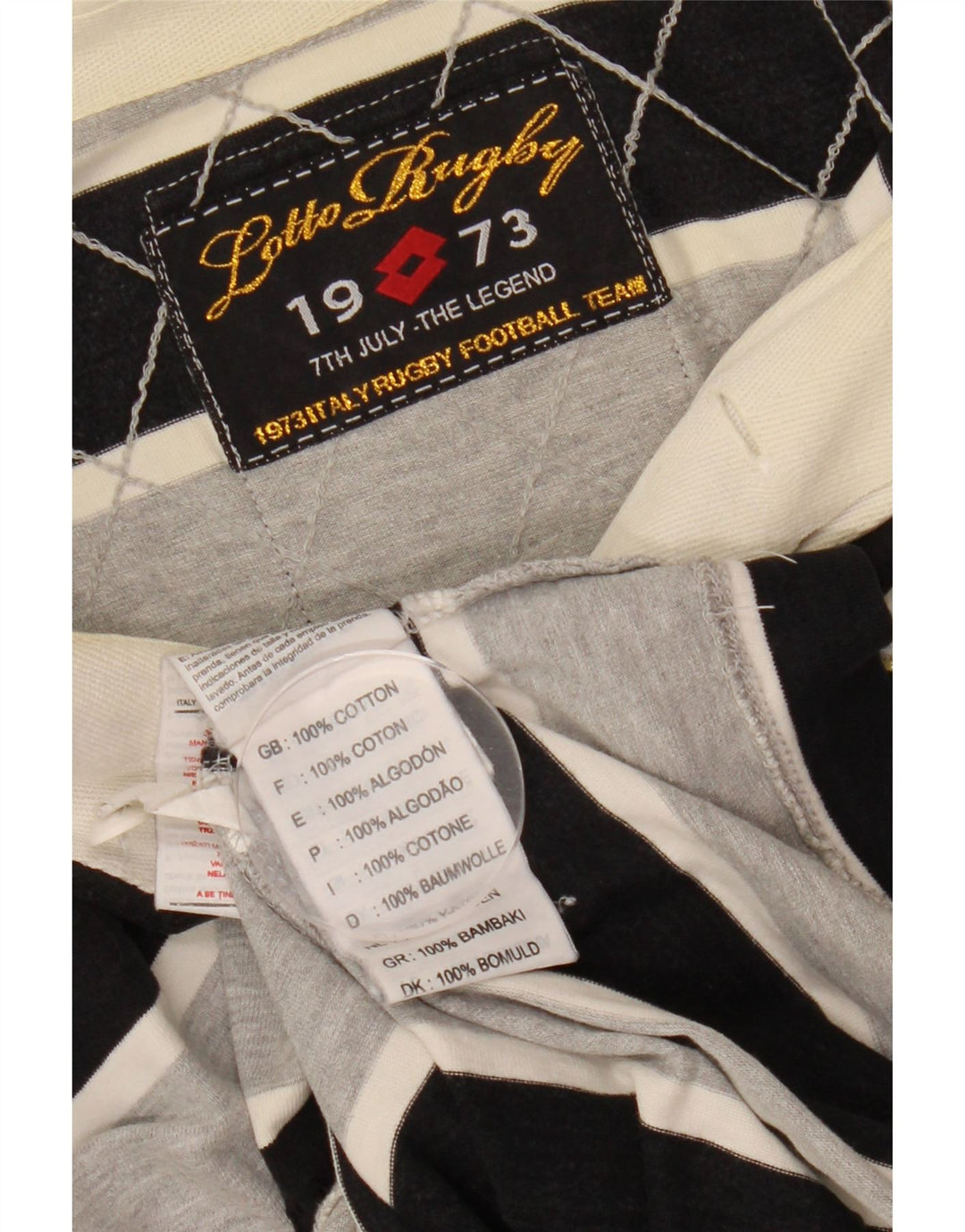 LOTTO Herren-Rugby-Poloshirt mit Grafik, langärmelig, mittelschwarz gestreift