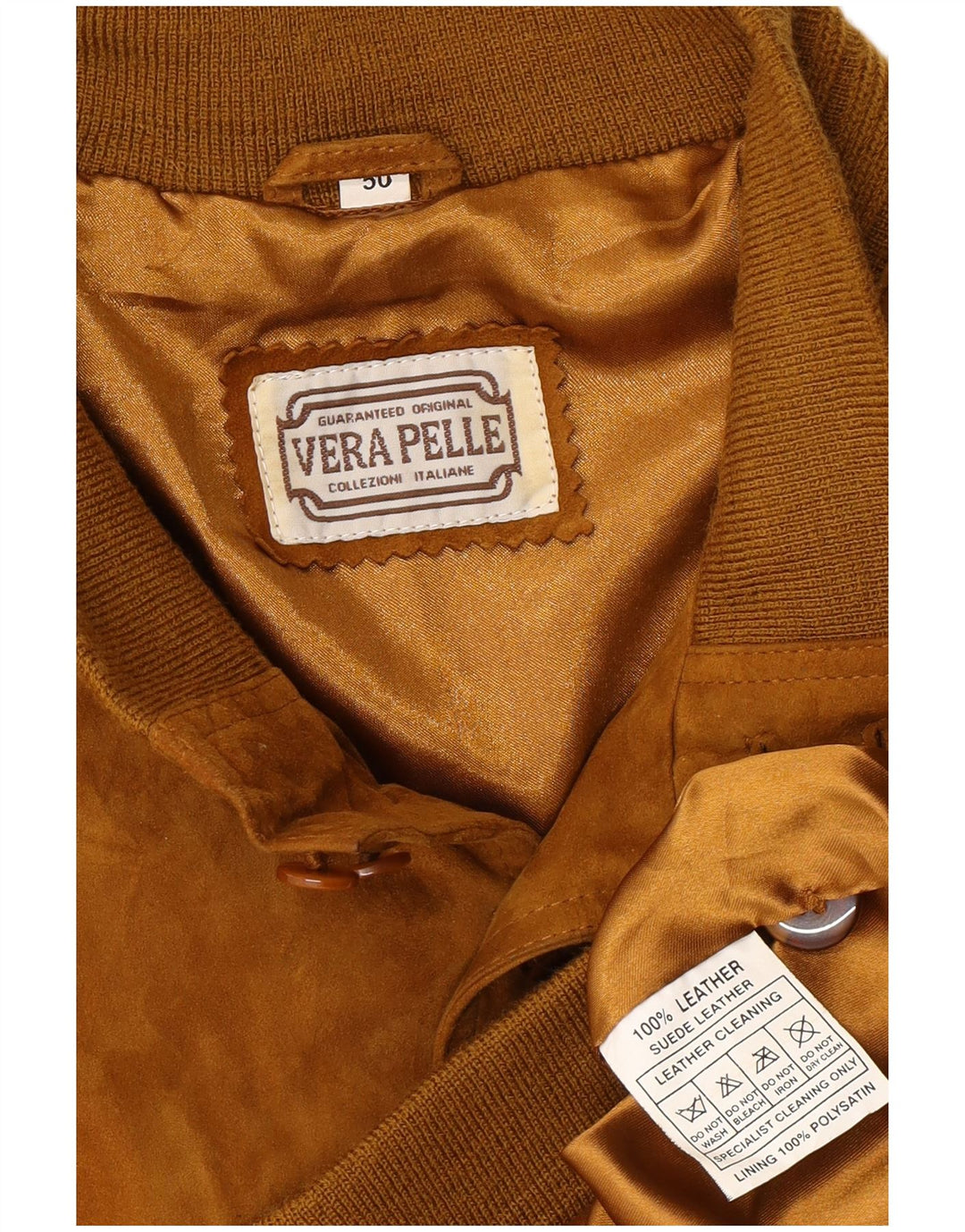 VINTAGE Herren Wildleder Bomberjacke IT 50 Großes braunes Leder