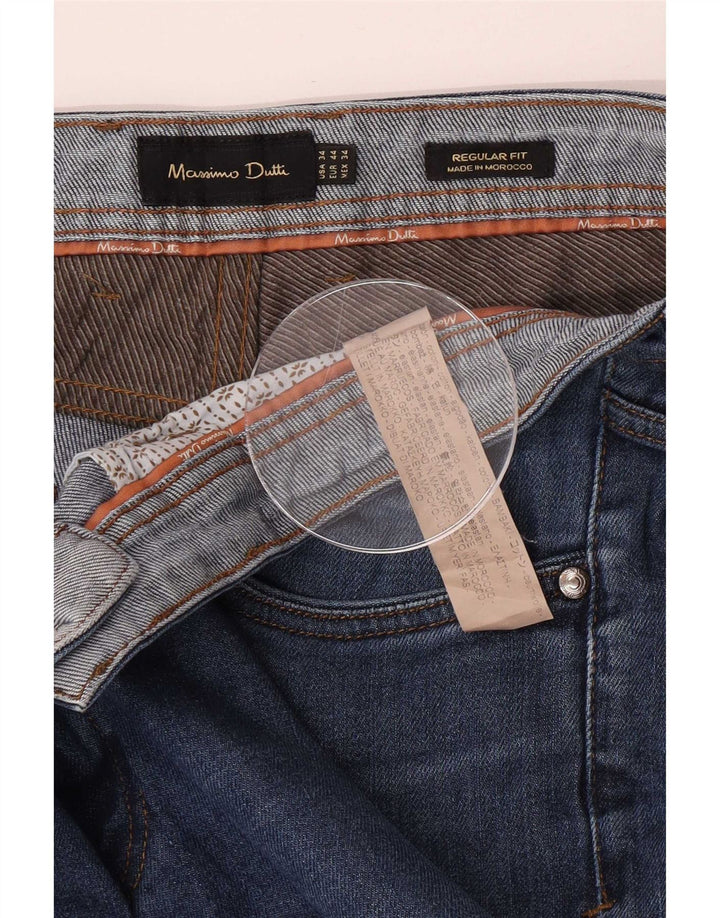 Massimo Dutti Damen-Jeans, reguläre Passform, gerade Passform, EU 44, Größe L, W34, L28, Blau