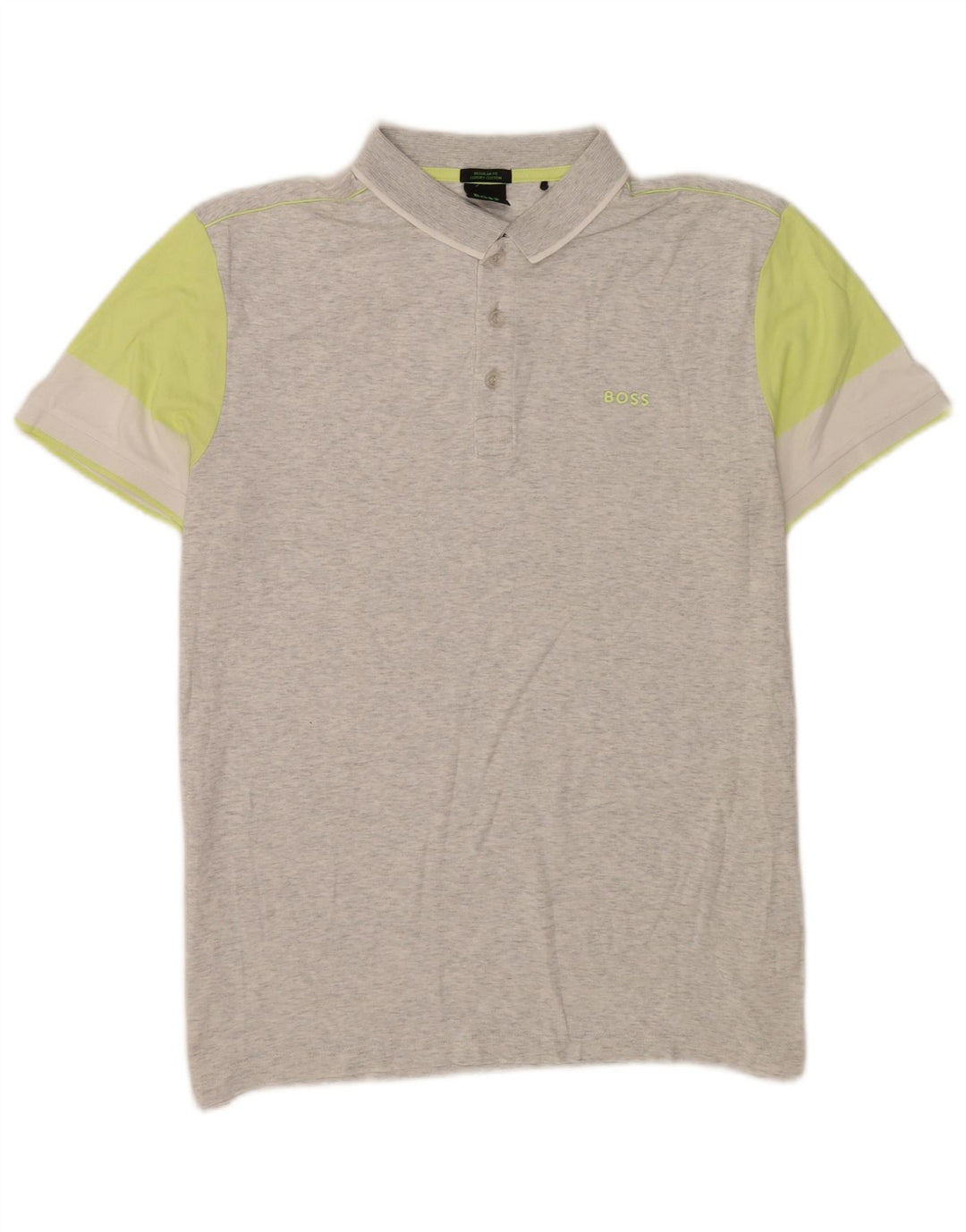 Hugo Boss Herren-Poloshirt mit normaler Passform, große graue Colourblock-Baumwolle