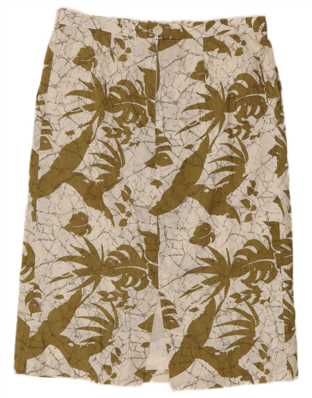 Vintage Damen gerader Rock W30 Mittelgrün geblümt