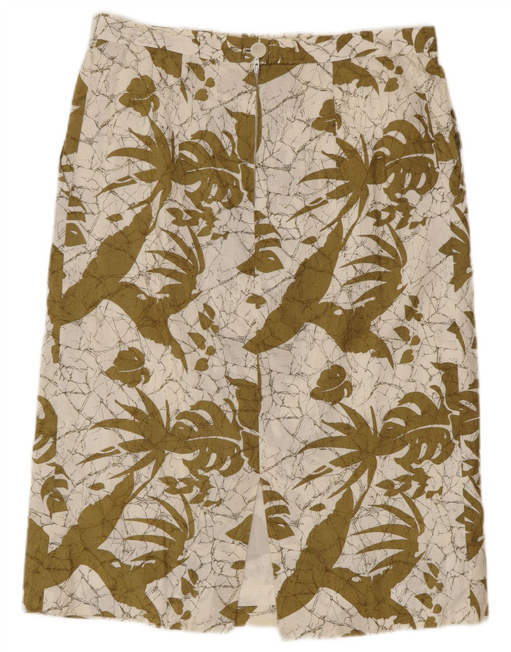Vintage Damen gerader Rock W30 Mittelgrün geblümt
