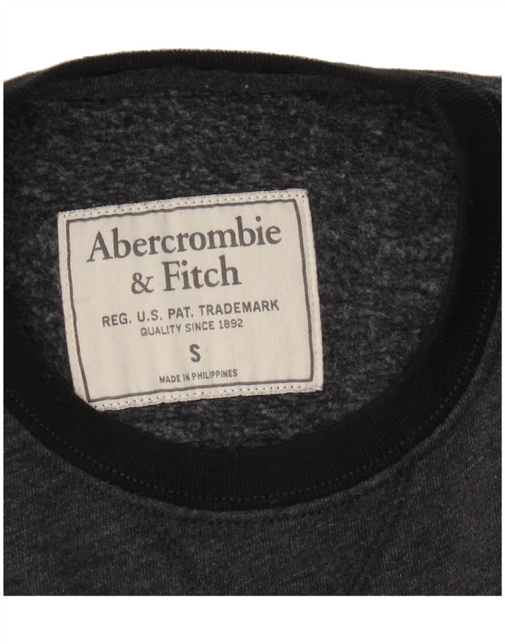 ABERCROMBIE & FITCH Mens Graphic Sweatshirt Jumper Small Grey Cotton Vintage Abercrombie & Fitch and Second-Hand Abercrombie & Fitch from Messina Hembry 