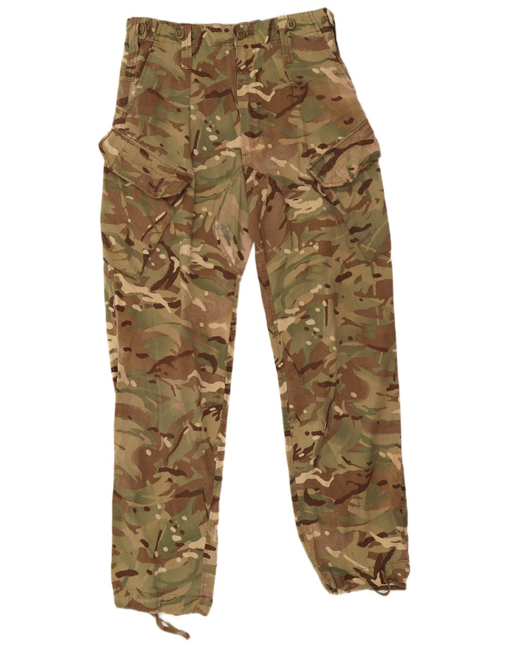 Vintage Herren Straight Cargo Hose W30 L32 Khaki Camouflage Polyester