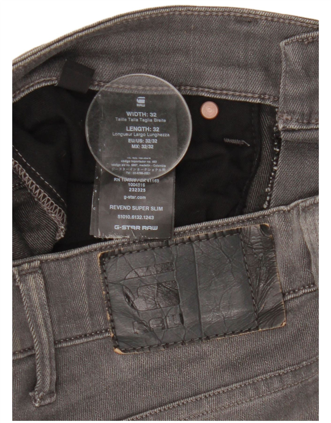 G-Star Herren Revend Slim Jeans W32 L27 Graue Baumwolle