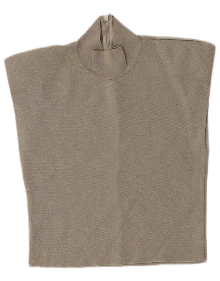 Zara Damen Crop Ärmelloses Blusenoberteil UK 14 Große graue Viskose