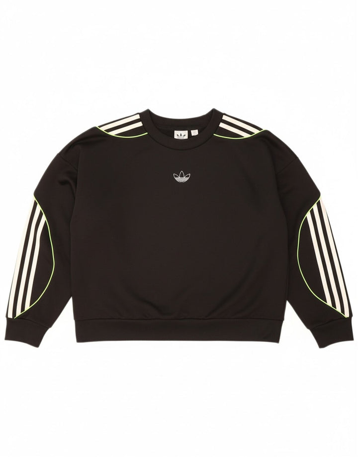 ADIDAS Womens Oversized Sweatshirt Jumper UK 6 XS Black Polyester