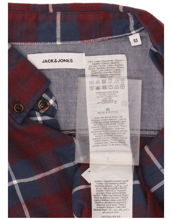 JACK & JONES Herren-Flanellhemd, mittelgroß, Burgunderrot, kariert, Baumwolle