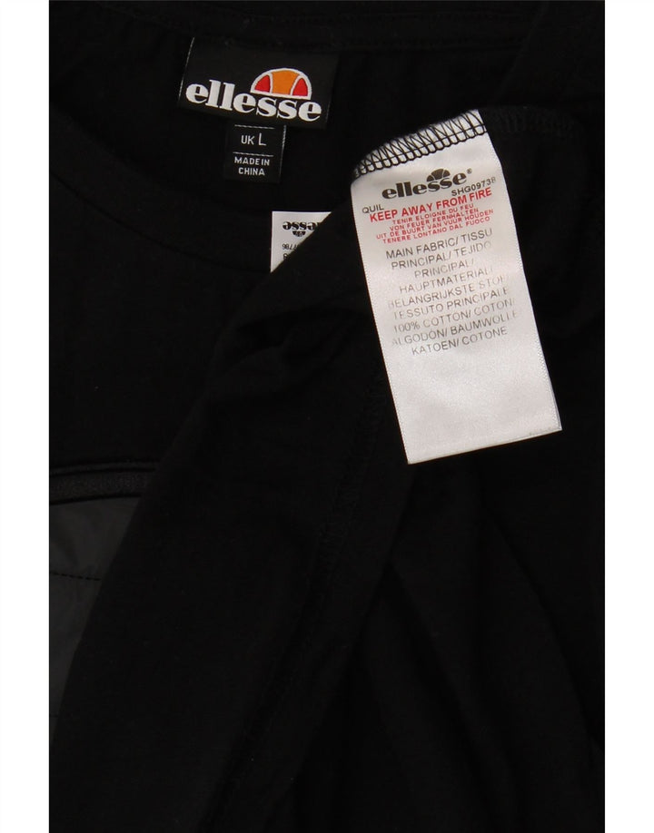 Ellesse Herren-T-Shirt mit Grafik, groß, aus schwarzer Baumwolle