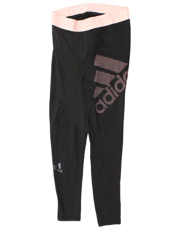 Adidas Damen Graphic Leggings UK 12/14 Mittelschwarzes Colourblock-Polyester