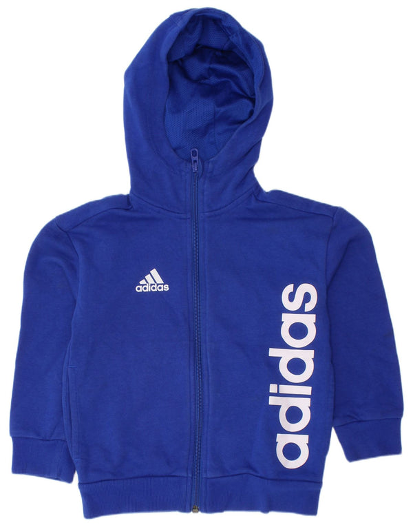 Adidas Jungen Kapuzenpullover mit grafischem Reißverschluss, 4–5 Jahre, blaue Baumwolle