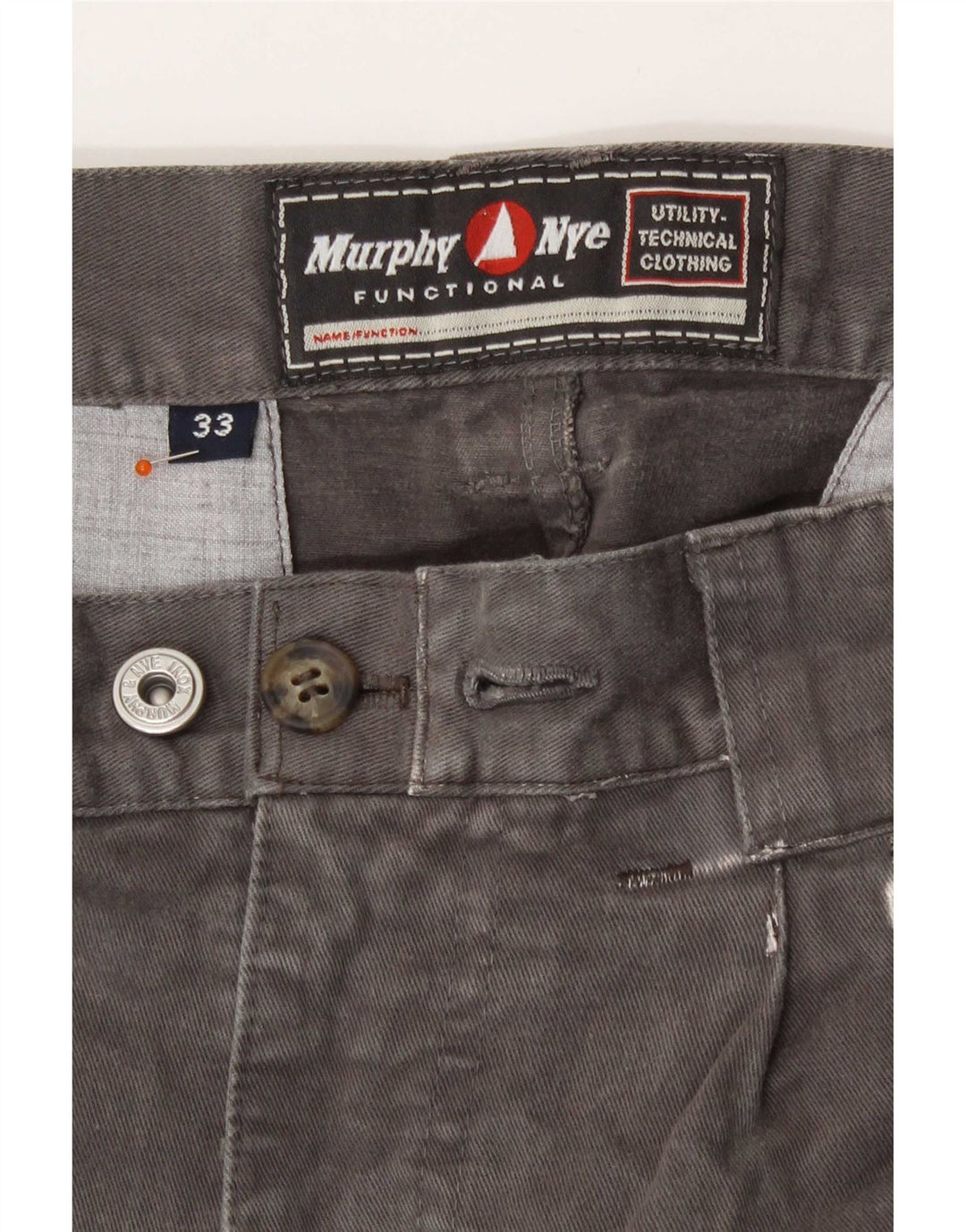 Murphy & Nye Gerade Herren-Cargohose W33 L28 Graue Baumwolle