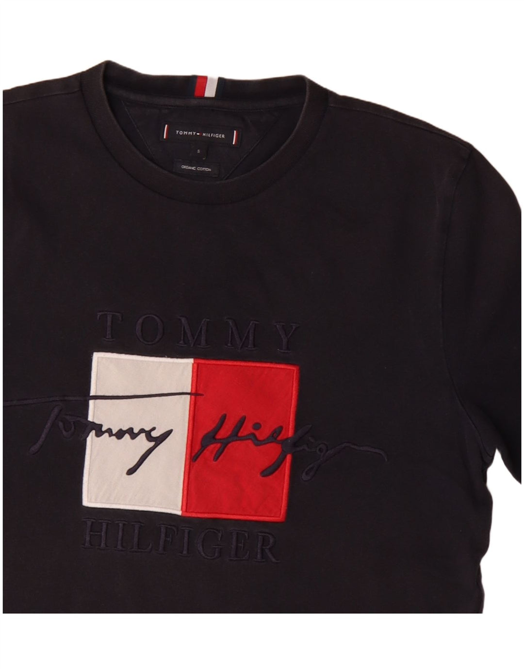 TOMMY HILFIGER Herren Grafik T-Shirt Top Small Marineblau Baumwolle