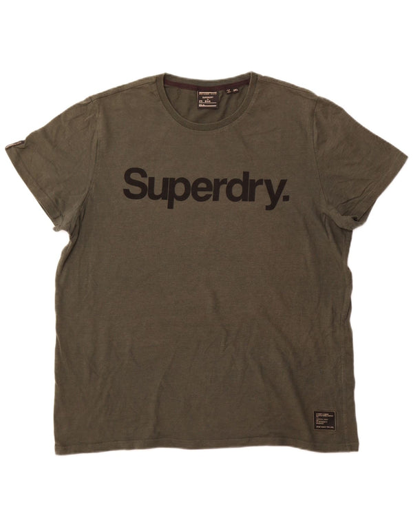 Superdry Herren Grafik T-Shirt Top 3XL Khaki Baumwolle