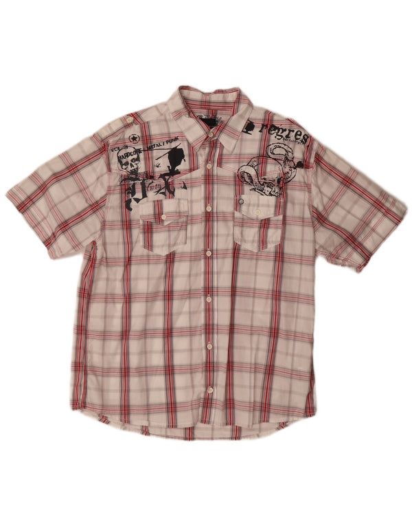 Blend Herren-Kurzarmhemd mit Grafik, XL, rot kariert, Baumwolle