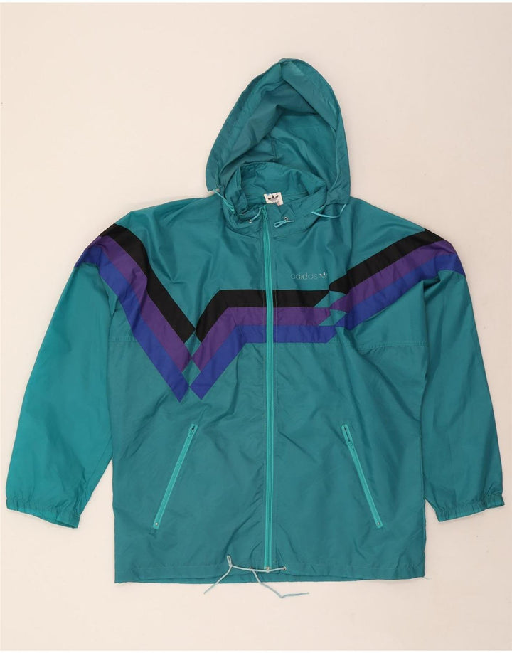 Adidas Herren-Regenjacke mit Kapuze, UK 38/40, Mitteltürkis, Farbblock