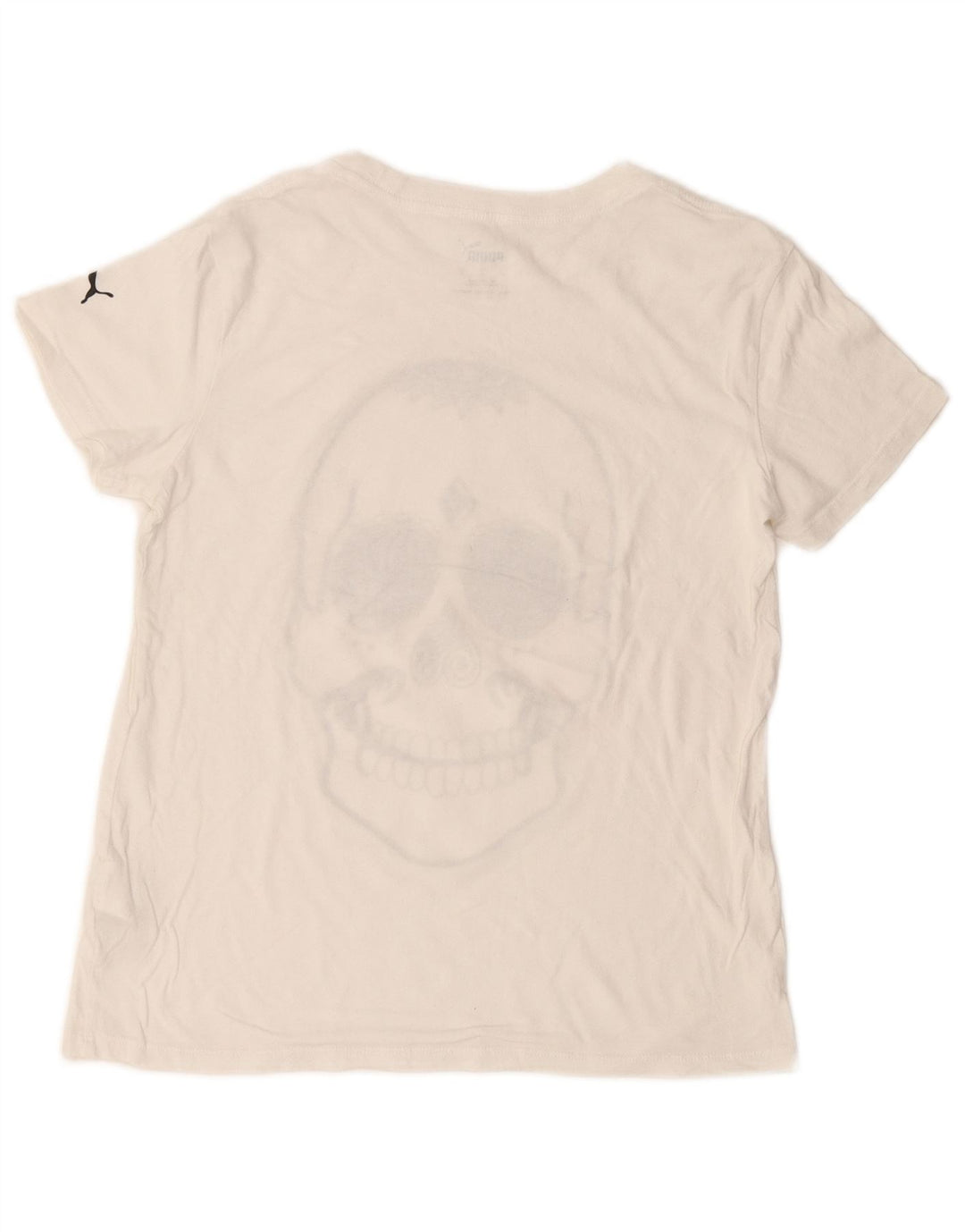 PUMA Herren-T-Shirt mit Grafik, Größe S, cremefarbene Baumwolle