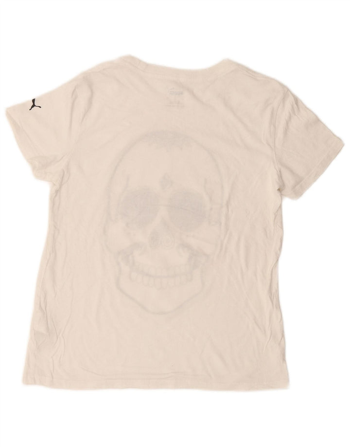 PUMA Herren-T-Shirt mit Grafik, Größe S, cremefarbene Baumwolle