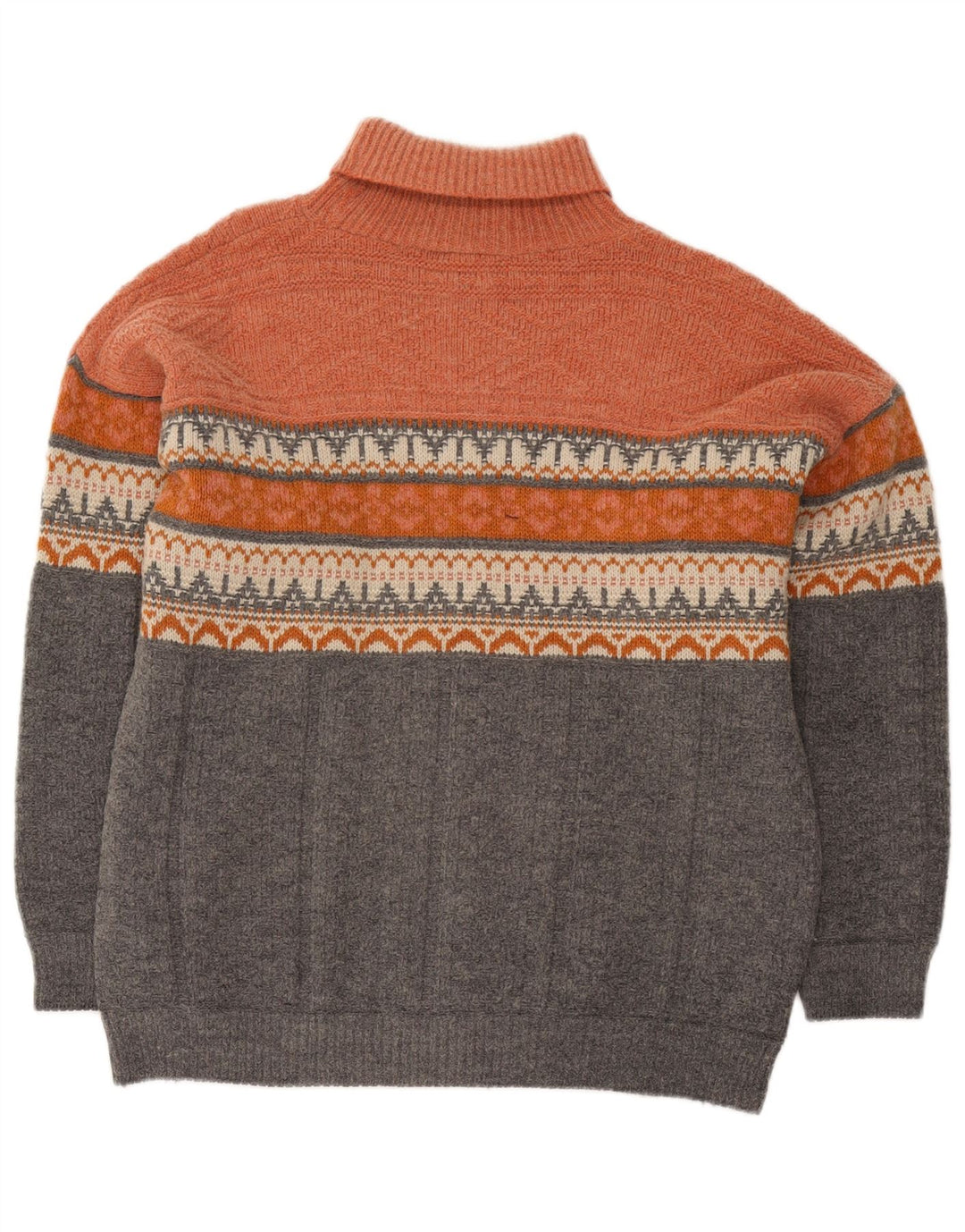 Vintage Herren Rollkragenpullover Pullover Groß Orange Fair Isle