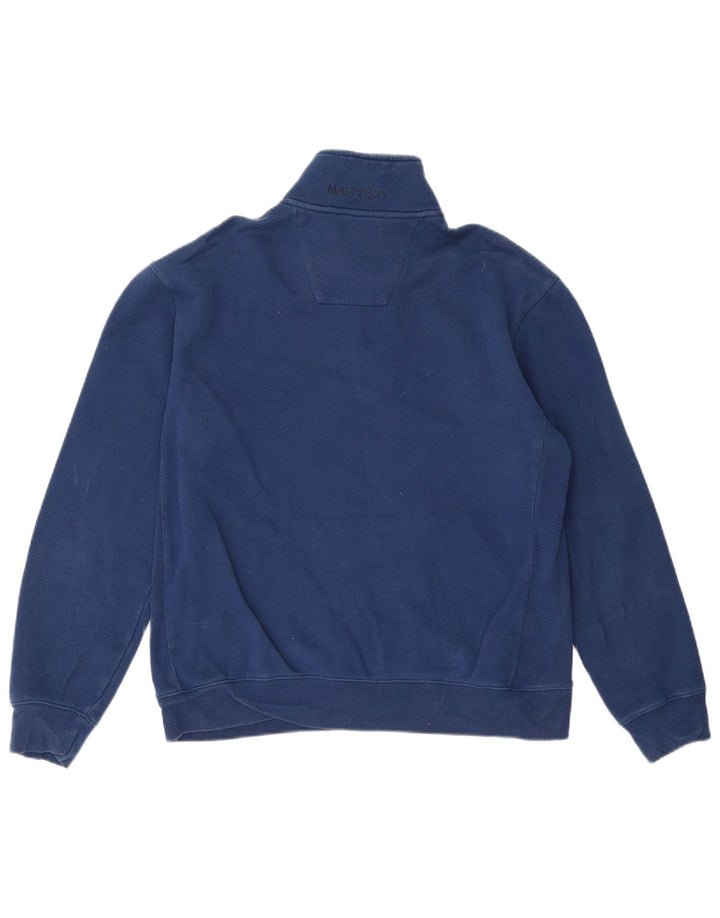 Nautica Herren-Sweatshirt mit Reißverschluss am Hals, mittlere marineblaue Baumwolle