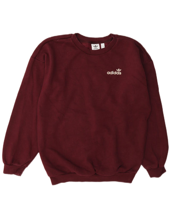 Adidas Damen Übergroßer Sweatshirt-Pullover UK 4 XS Burgunderrote Baumwolle
