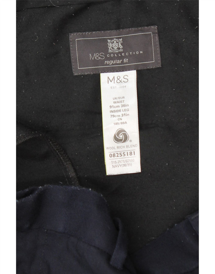 Marks & Spencer Herren-Chinohose mit normaler Passform, W36 L31, marineblaue Wolle