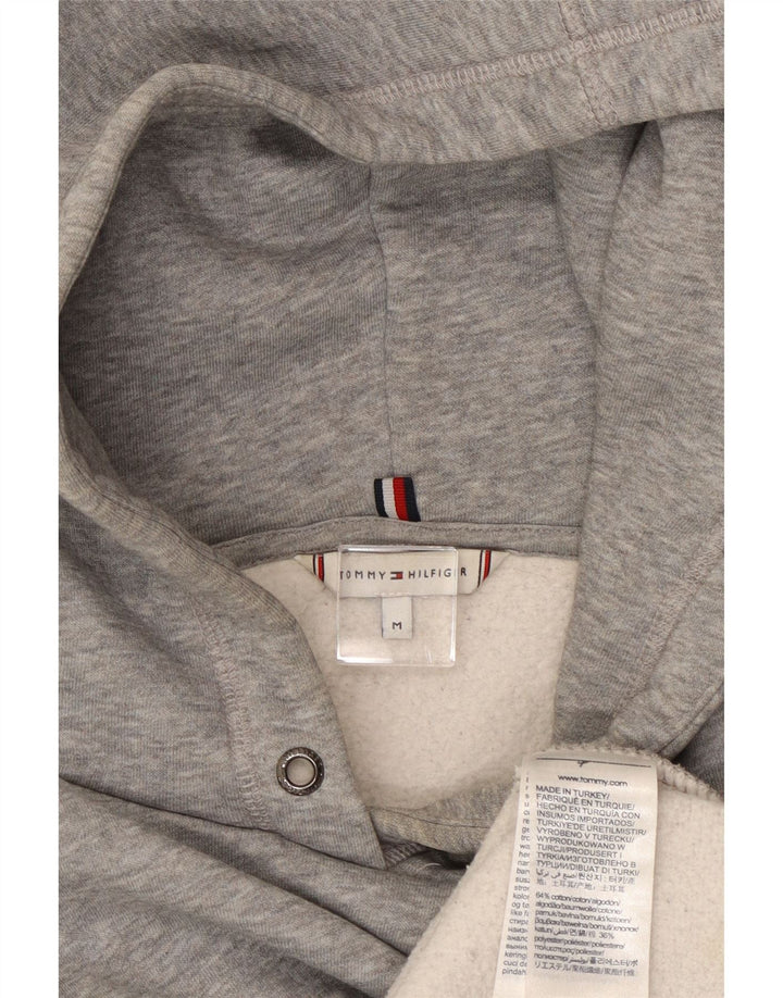 TOMMY HILFIGER Damen Übergroßer grafischer Kapuzenpullover UK 14 Mittelgrau