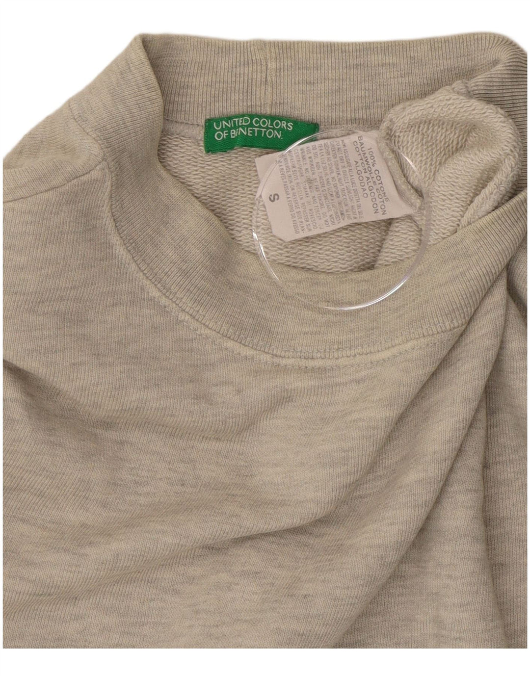 BENETTON Herren-Sweatshirt mit Grafik, Größe S, Grau, Colourblock-Baumwolle