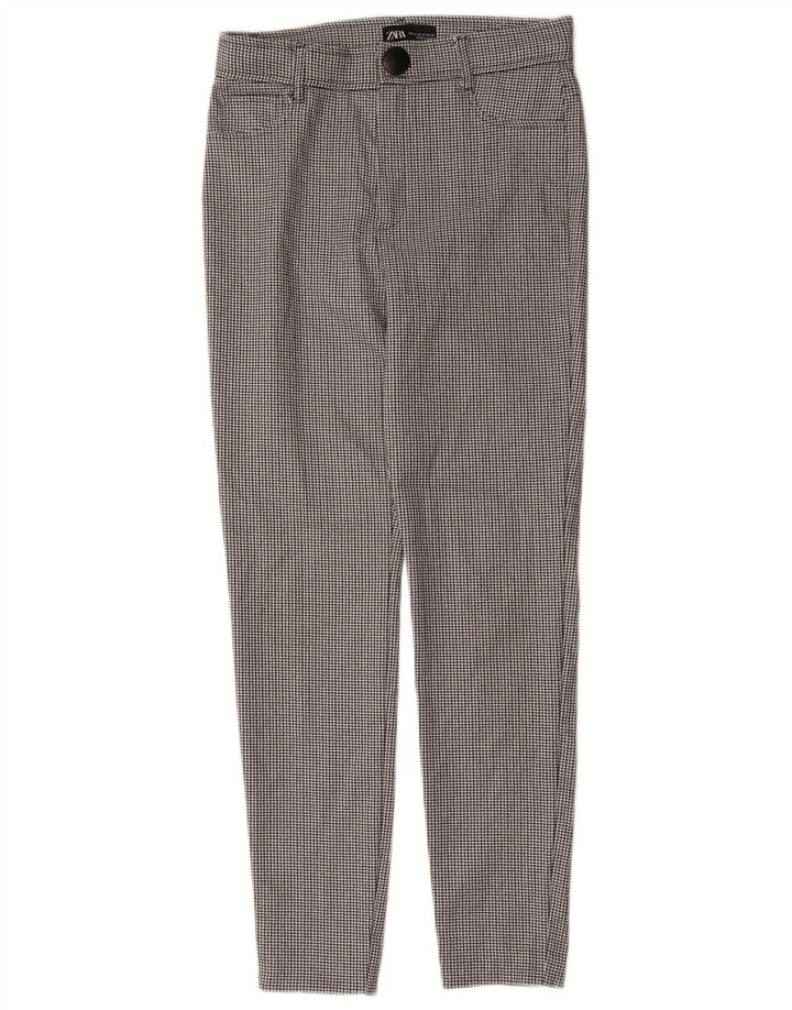 Schmale Freizeithose für Damen von Zara, Größe M, W28, L27, Schwarz mit Hahnentrittmuster