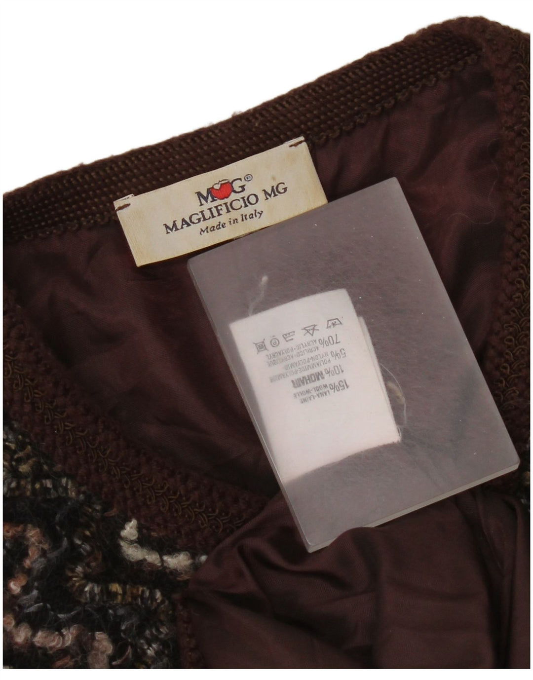 Maglificio Damen 5-Knopf-Blazerjacke UK 16 Große braune Chevron-Wolle