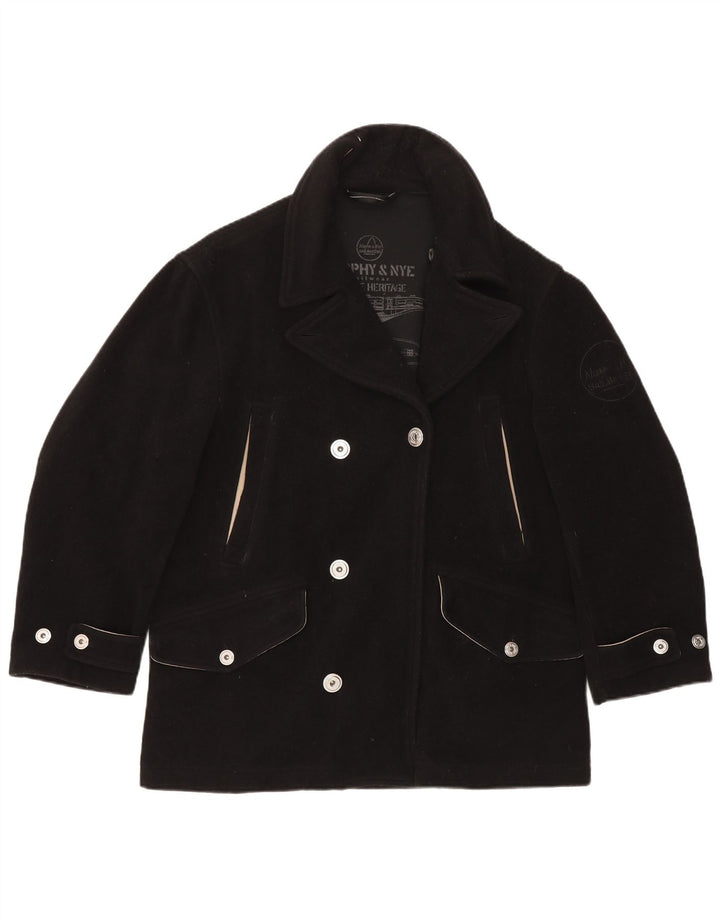 Murphy & Nye Damen Übergroßer Pea Coat UK 14 Mittelschwarze Wolle