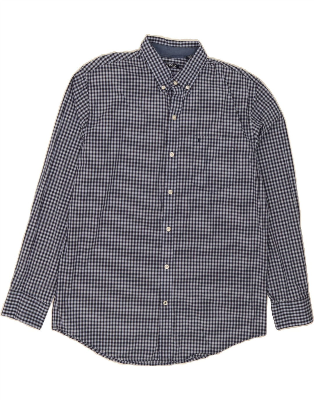 IZOD Mens Shirt Large Navy Blue Gingham Cotton Vintage Izod and Second-Hand Izod from Messina Hembry 