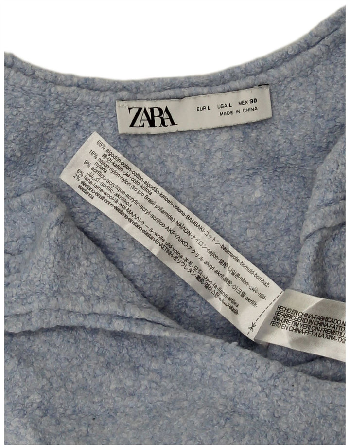 Zara Damen Crop Vest Top UK 14 Große blaue Baumwolle