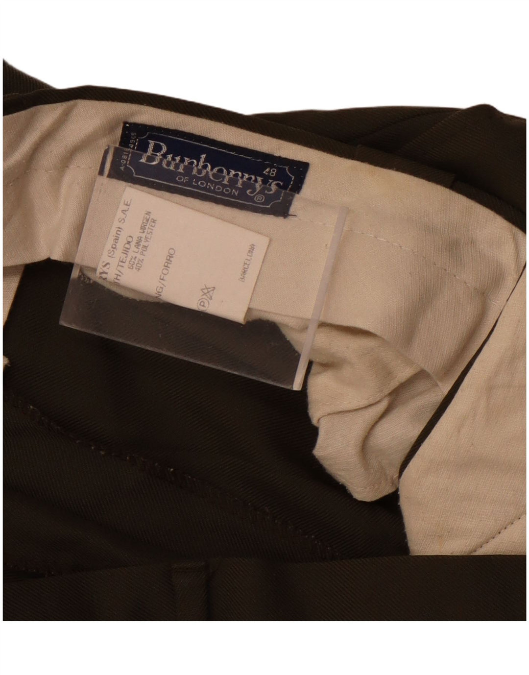 Burberrys gerade Anzughose für Herren, W36, L27, Khaki, Wolle