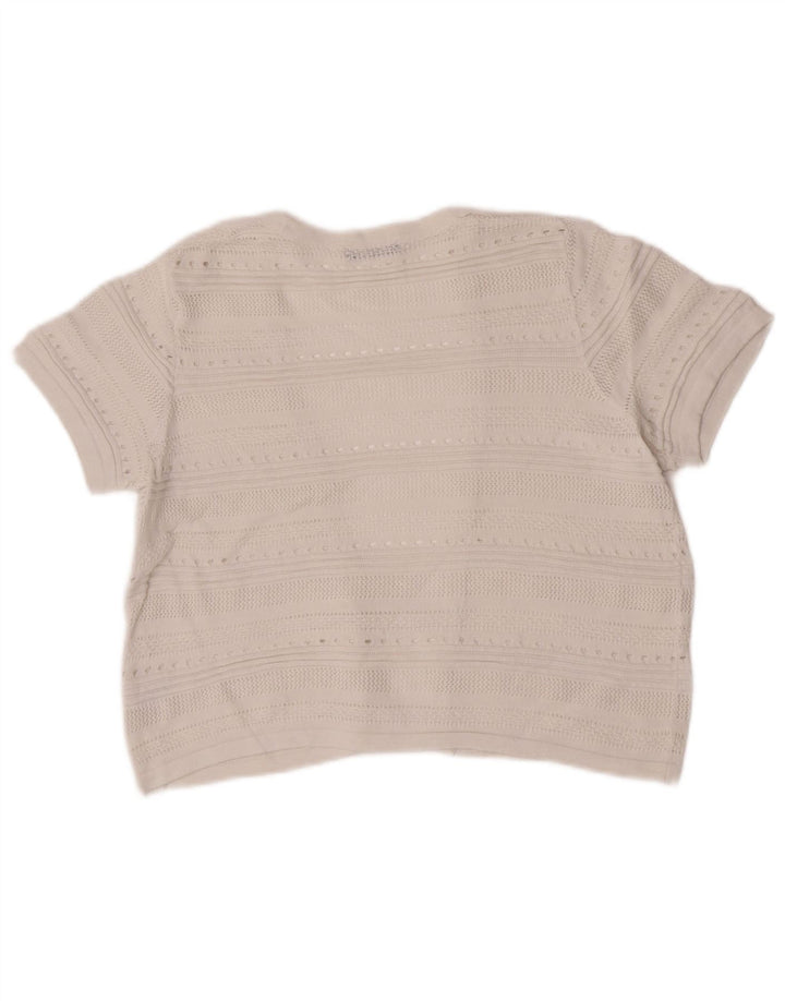 M&Co Damen Crop Short Sleeve Open Cardigan Pullover UK 12 Mittelweiß