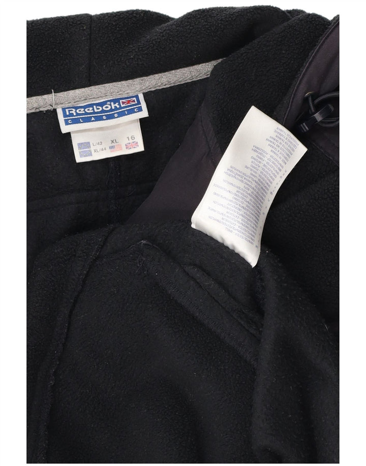 REEBOK Damen Übergroße Fleecejacke UK 16 Large Schwarz Colourblock