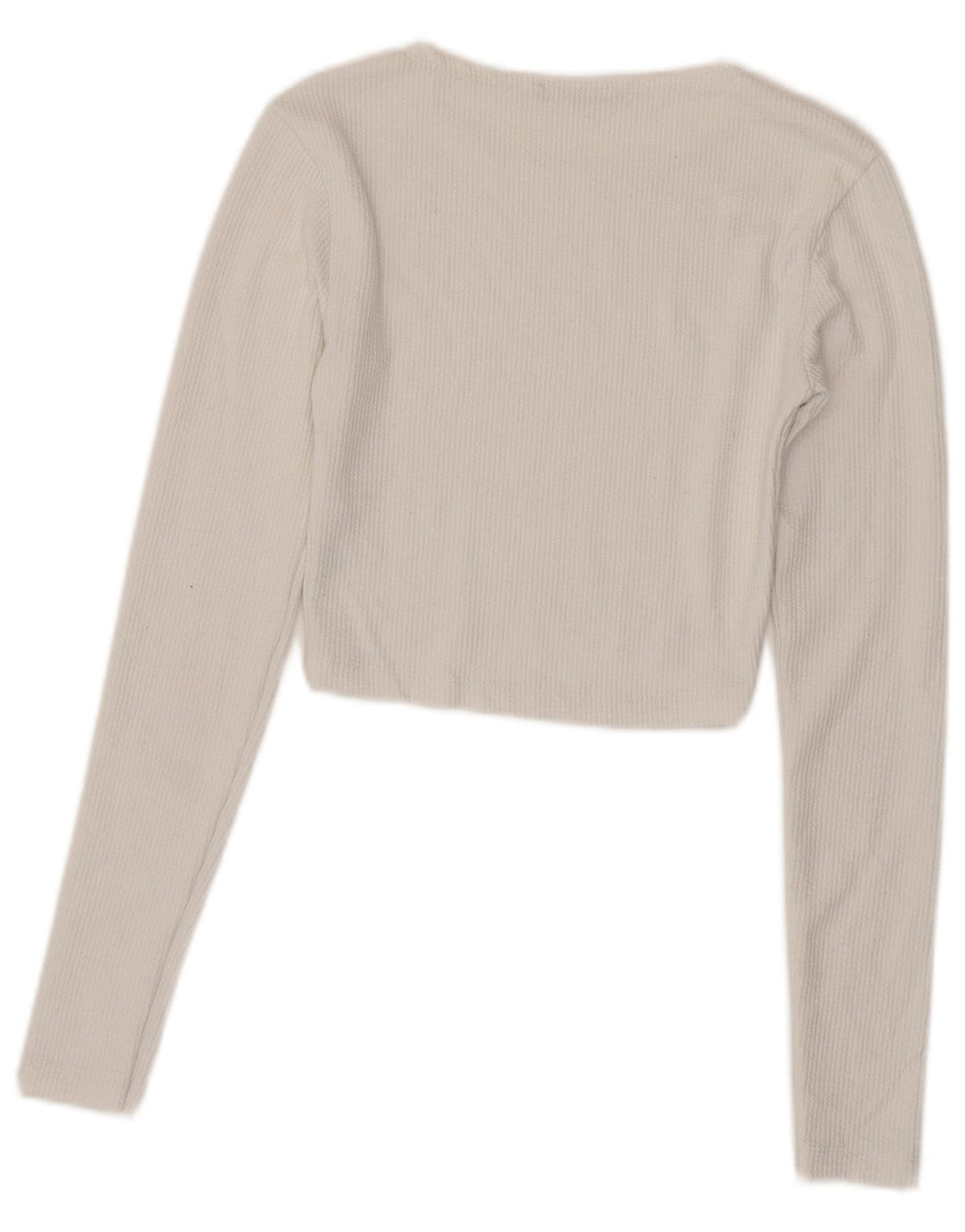 Zara Damen Crop Top Langarm UK 8 Small Weiß Polyester