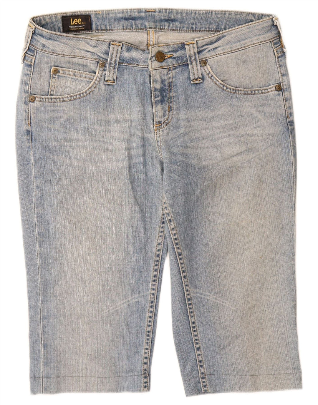 Lee Damen Bermuda-Jeansshorts W31 mittelblaue Baumwolle