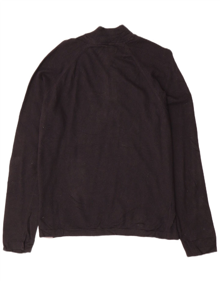 Eddie Bauer Herren-Pullover mit Reißverschluss am Hals, groß, schwarzer Viskose