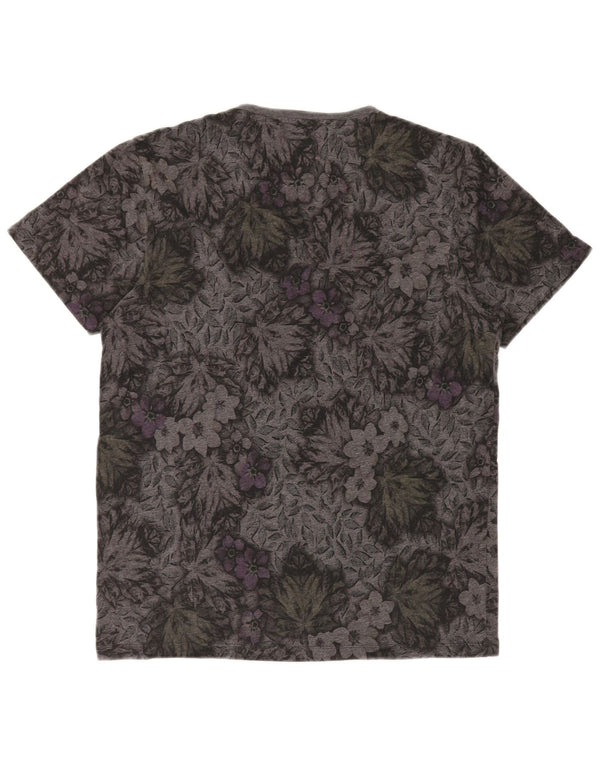 Ted Baker Herren T-Shirt-Oberteil Mittelgrau mit Blumenmuster
