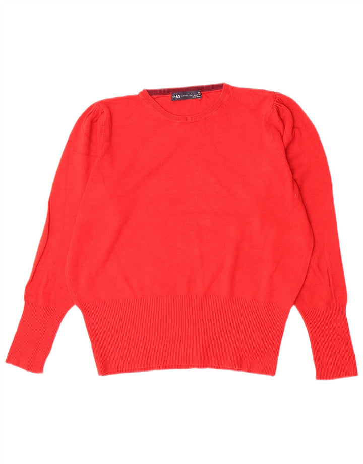 Marks & Spencer Damen-Pullover mit Rundhalsausschnitt, UK 14, mittelrote Viskose