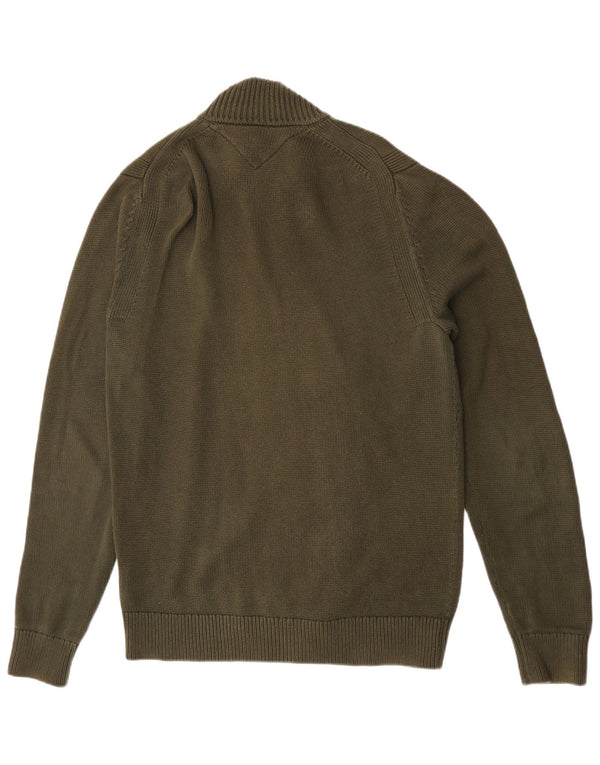 Tommy Hilfiger Herren-Strickjacke, XL, grüne Baumwolle