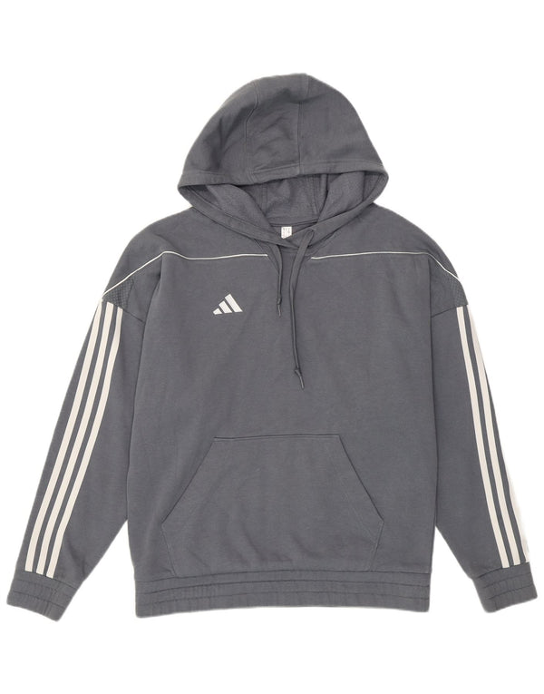 ADIDAS Damen Kapuzenpullover UK 12/14 mittelgraue Baumwolle