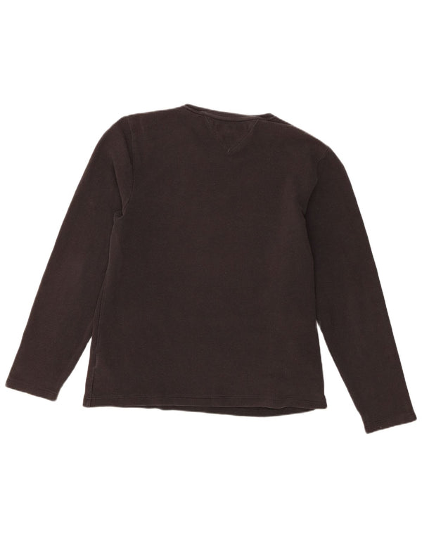 Tommy Hilfiger Damen Top Langarm UK 16 Large Schwarz Baumwolle