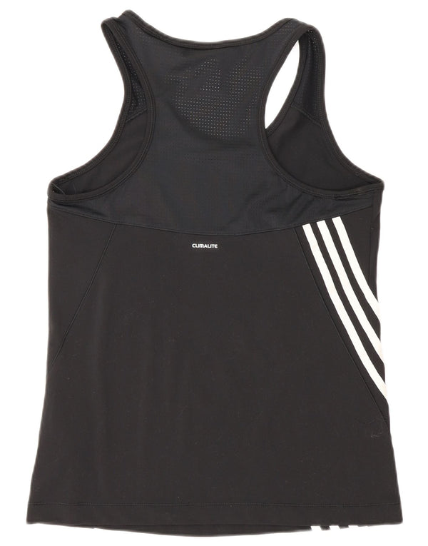Adidas Damen Weste Top UK 12/14 Medium Schwarz gestreift Polyester Sport