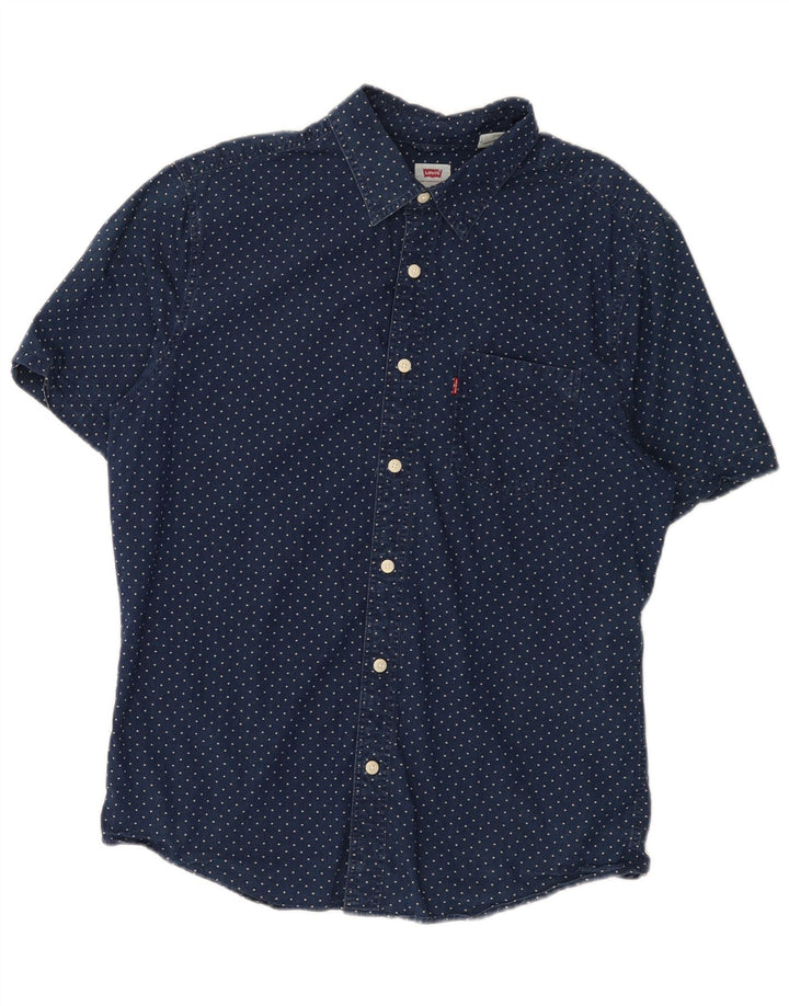 Levi's Herren-Standard-Kurzarmhemd aus Baumwolle in mittlerer Marineblau-Optik