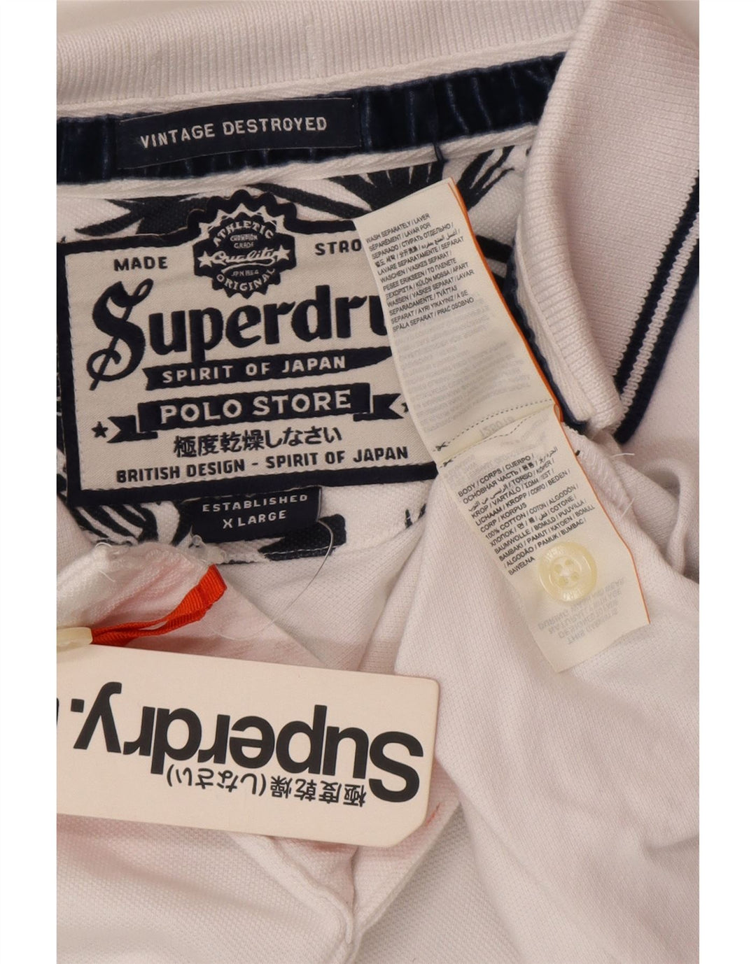 SUPERDRY Herren-Poloshirt XL aus weißer Baumwolle