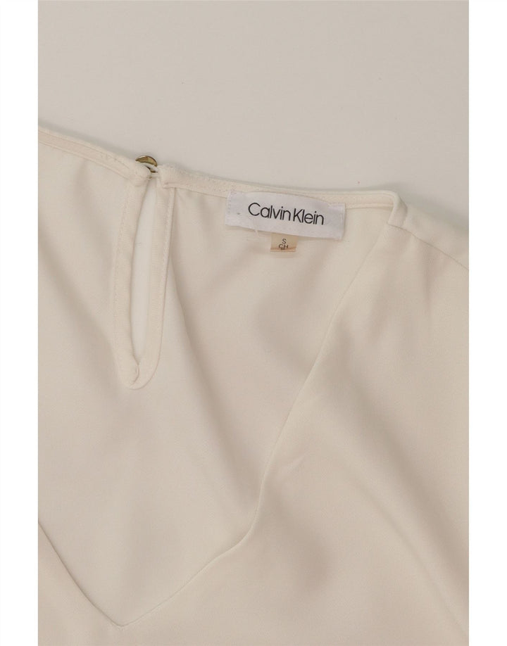 CALVIN KLEIN Womens Oversized 3/4 Sleeve Blouse Top UK 10 Small White Vintage Calvin Klein and Second-Hand Calvin Klein from Messina Hembry 